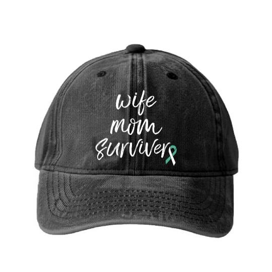 Cervical Cancer Awareness Products Ribbon Survivor Washed Denim Baseball Caps