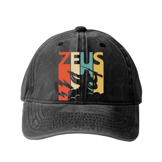 Zeus God Of Thunder - Greek Mythology Washed Denim Baseball Caps