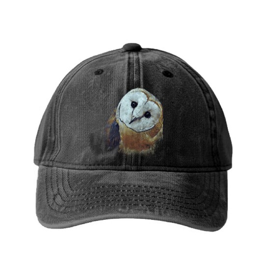 Barn Owl Painting Owl Washed Denim Baseball Caps