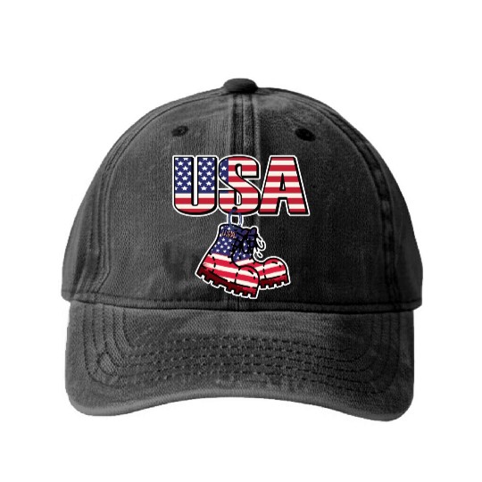 God bless America the land of the free Washed Denim Baseball Caps