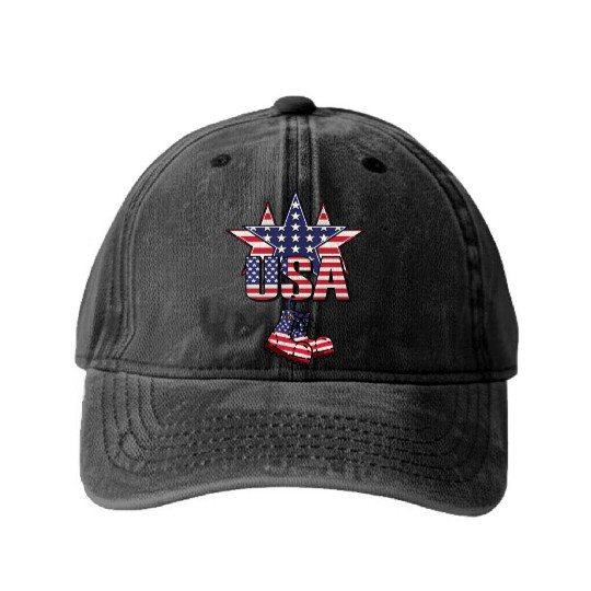 God bless America the land of the free Washed Denim Baseball Caps