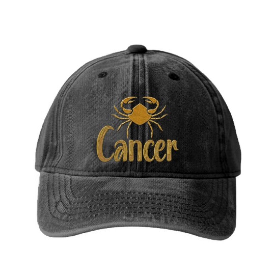 Cancer Zodiac Sign Washed Denim Baseball Caps