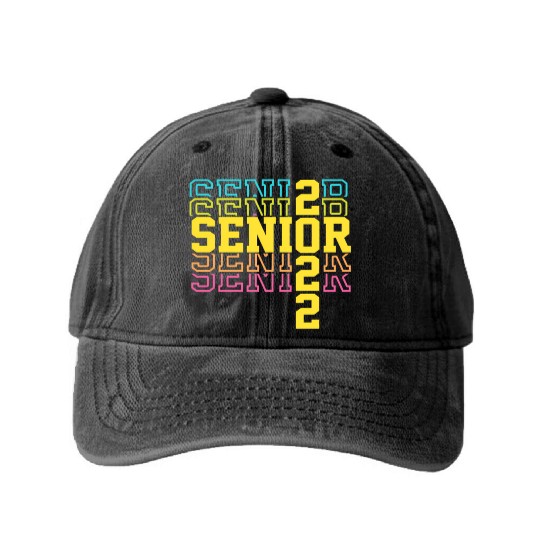 Grad 22 Senior Class Of 2022 Bright Colors Ns Will Washed Denim Baseball Caps