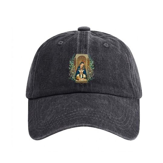 Our Lady Of Altagracia Virgen De Dominicana Washed Denim Baseball Caps