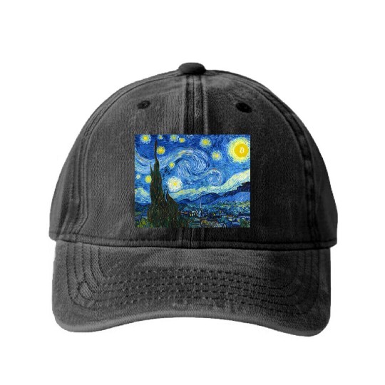 The Bitcoiny Night Washed Denim Baseball Caps