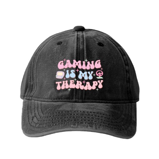 Gaming Is My Therapy, Happy Game Day Washed Denim Baseball Caps