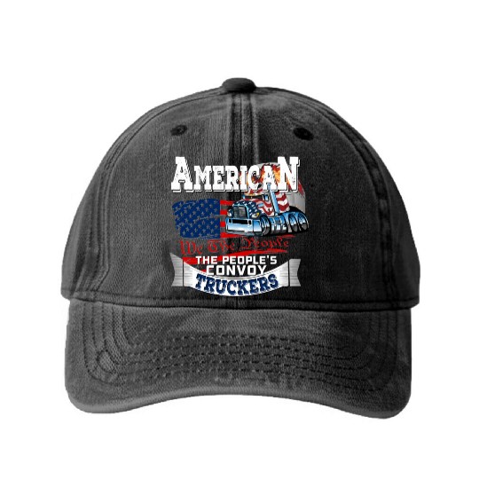 The People'S Convoy 2022 Usa Truck Driver Freedom Washed Denim Baseball Caps