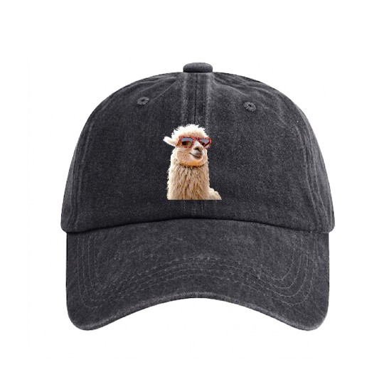 Alpaca Sunglasses Llama Farm I Love Cute Alpacas Washed Denim Baseball Caps