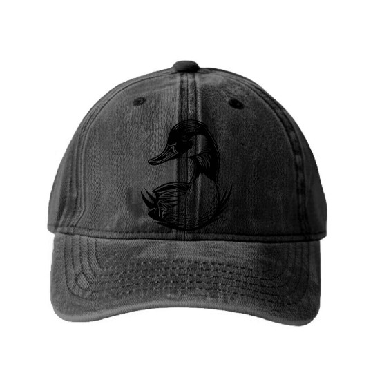 Duck Bird Nature Pond Washed Denim Baseball Caps