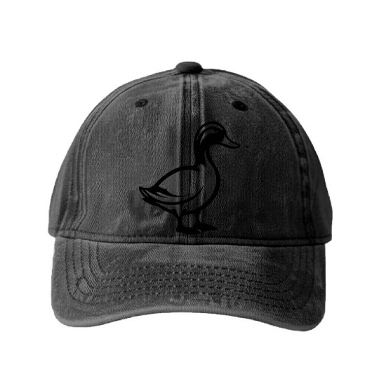 Duck Bird Nature Pond Washed Denim Baseball Caps