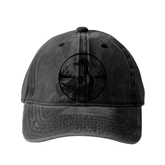 Duck Bird Nature Pond Washed Denim Baseball Caps