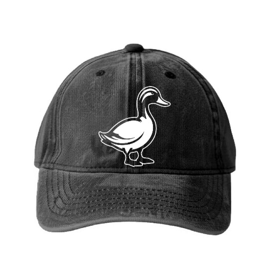 Duck Bird Nature Pond Washed Denim Baseball Caps