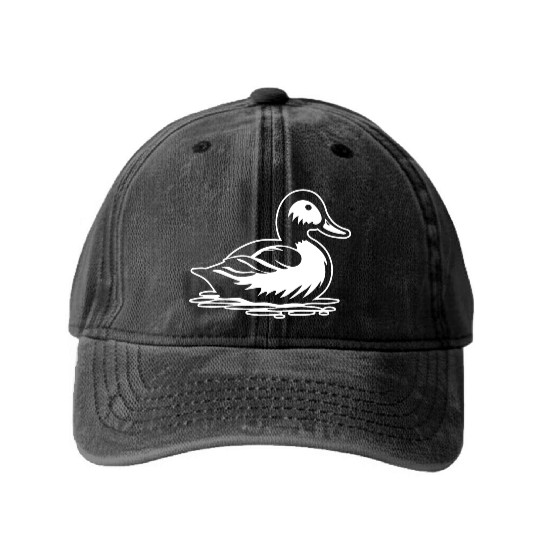 Duck Bird Nature Pond Washed Denim Baseball Caps