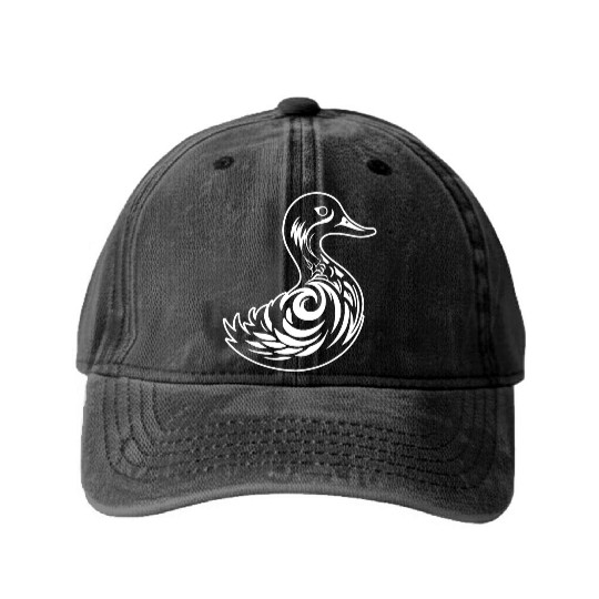 Duck Bird Nature Pond Washed Denim Baseball Caps