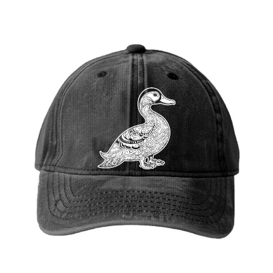 Duck Bird Nature Pond Washed Denim Baseball Caps