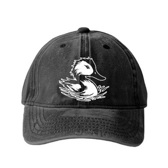 Duck Bird Nature Pond Washed Denim Baseball Caps