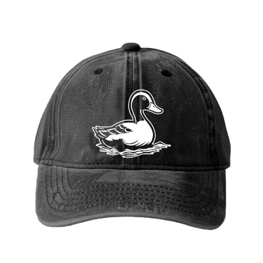 Duck Bird Nature Pond Washed Denim Baseball Caps