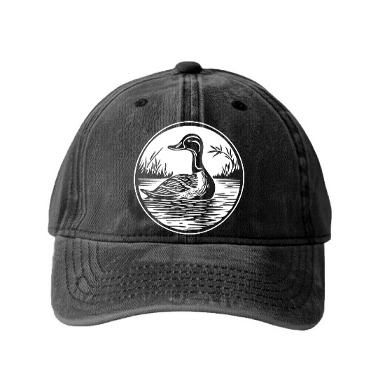 Duck Bird Nature Pond Washed Denim Baseball Caps
