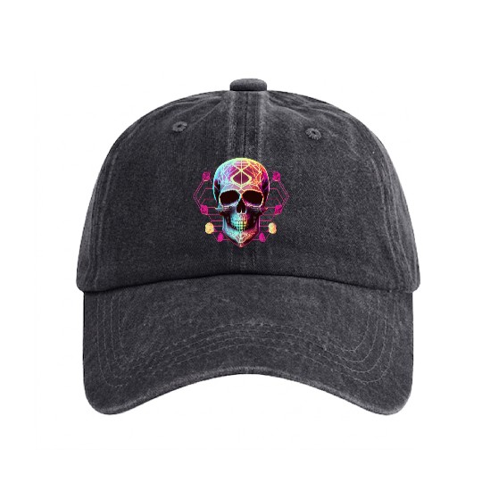 Skull Halloween monster soldier robot Washed Denim Baseball Caps