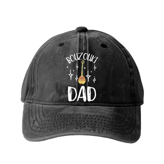 Irish Bouzouki Instrument Greek Washed Denim Baseball Caps