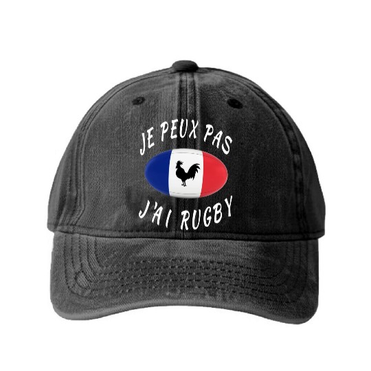 Je Peux Pas J ai Rugby France Rugby Cadeau Washed Denim Baseball Caps