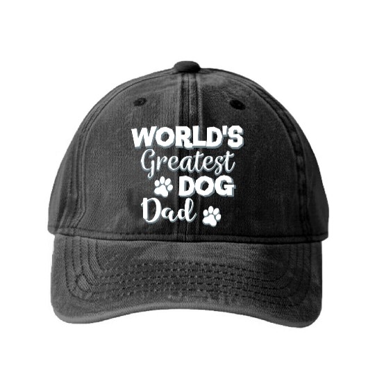 World's Best Dog Dad Washed Denim Baseball Caps