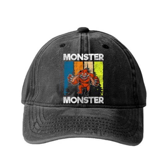 Monster Fright Character Monster Hunter Washed Denim Baseball Caps