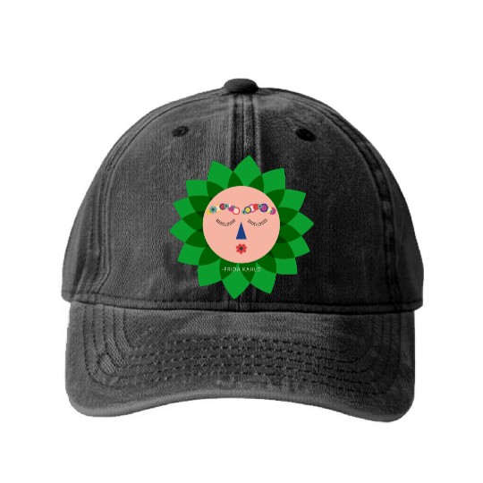 Cute Colorful Frida Kahlo Portrait Mexican Sun Washed Denim Baseball Caps