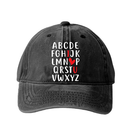 ABC Chalk Alphabet I Love You English Teacher Vale Washed Denim Baseball Caps