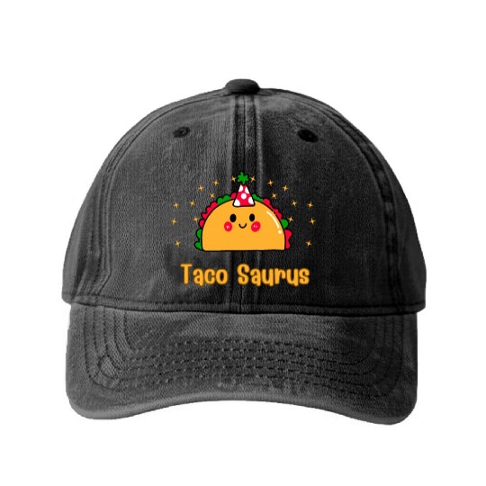 Taco Saurus Natural Toddler Washed Denim Baseball Caps