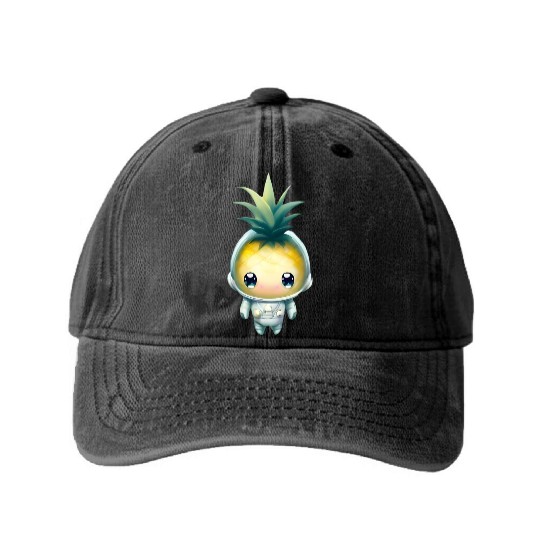 Kawaii astronauts pineapple Washed Denim Baseball Caps