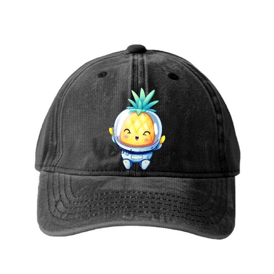 Kawaii astronauts pineapple Washed Denim Baseball Caps