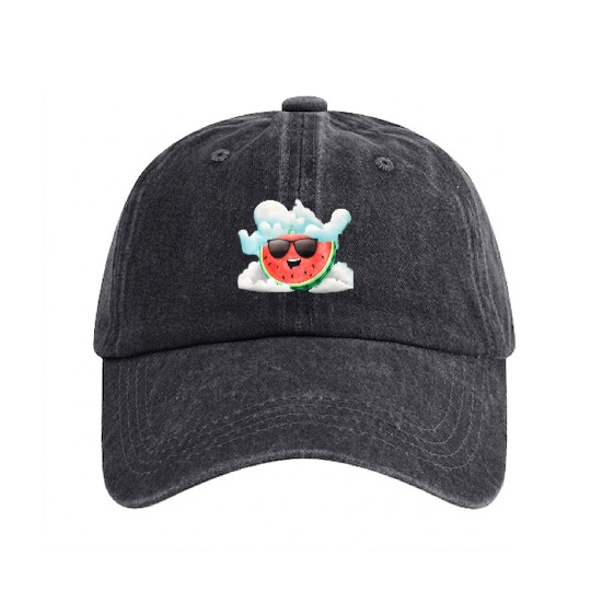 Cute Watermelon Party Summer Melon Fruit Washed Denim Baseball Caps