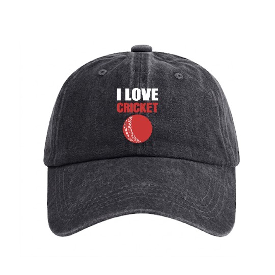 I Love Cricket Sport Coach Gift Washed Denim Baseball Caps