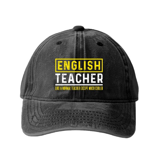 English teacher teacher teaching student unicorn Washed Denim Baseball Caps