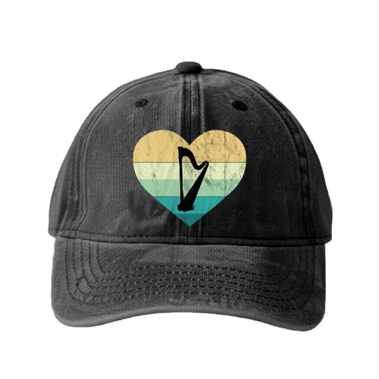 Ireland I Love Irish Harp Washed Denim Baseball Caps