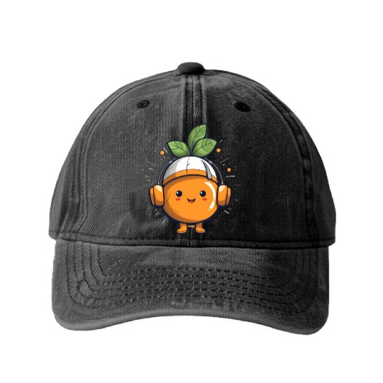 Orange Fruit Fruitarian Funny Cute Party Music Washed Denim Baseball Caps
