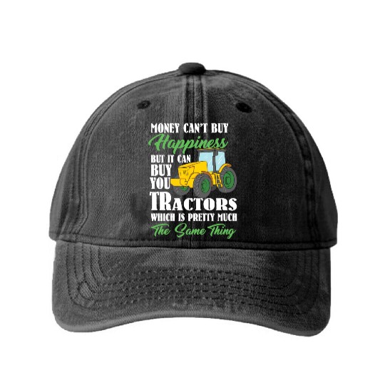 Tractor Happiness Farmer Washed Denim Baseball Caps