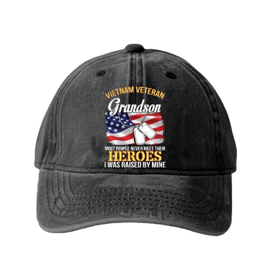 Vietnam Veteran Grandson People Never Meet Heroes Washed Denim Baseball Caps