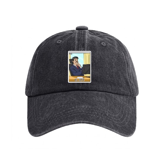 El Jefe The Boss Card Mecan Lottery The Chief Washed Denim Baseball Caps