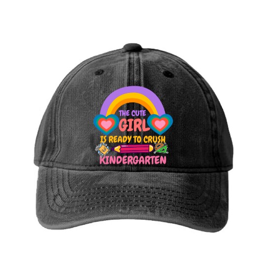 The cute girl is ready to crush kindergarten Washed Denim Baseball Caps