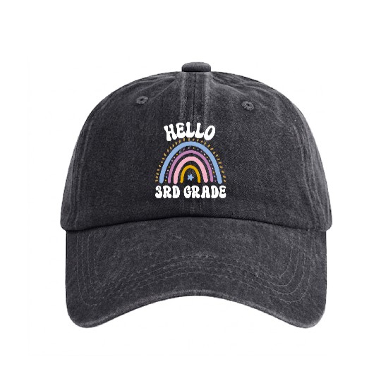 Hello 3rd grade, back to school Washed Denim Baseball Caps