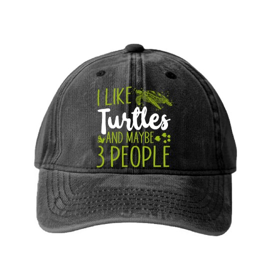Sea Turtle Tortoise I Like Turtles Washed Denim Baseball Caps