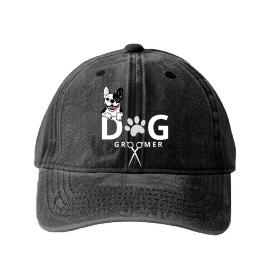 Dog Groomer Washed Denim Baseball Caps Dog Grooming Outfit