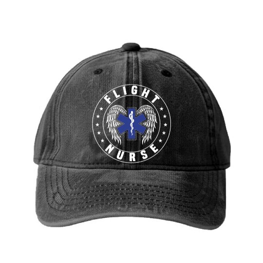 Flight Nurse Emblem Outfit Washed Denim Baseball Caps
