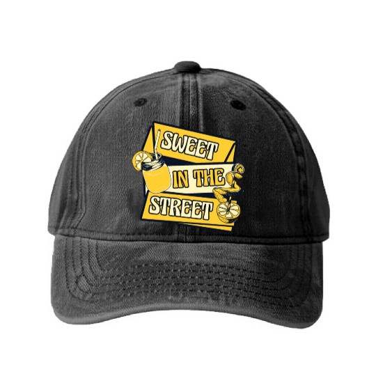 Sweet In The Street Lemon Juice Business Lemonade Washed Denim Baseball Caps
