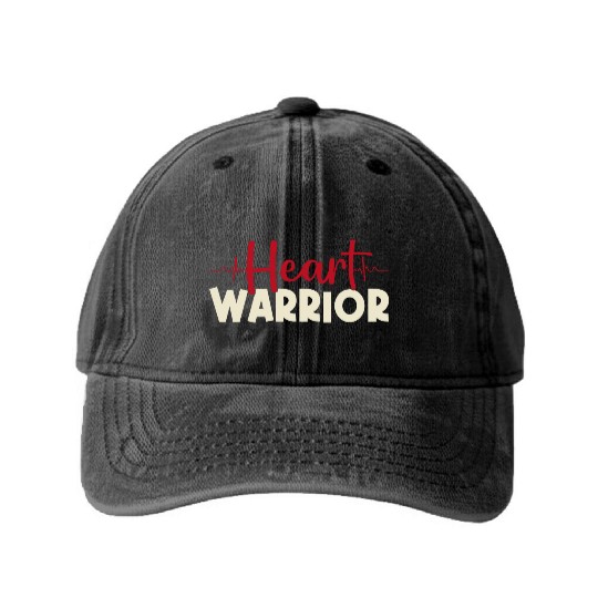 Heart Warrior Washed Denim Baseball Caps-Heart Surgery Gift-Survivor