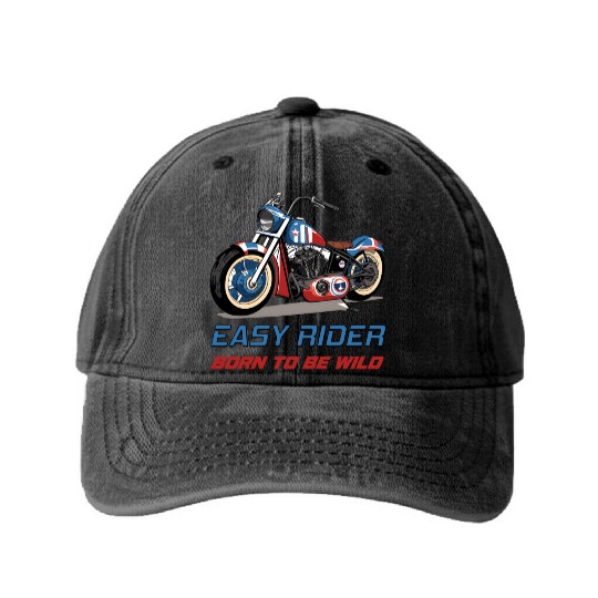 Easy Rider Motorcycle Chopper Stars and Stripes Washed Denim Baseball Caps