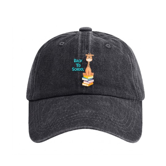 Back To School Giraffe Washed Denim Baseball Caps