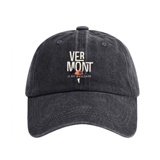 Vermont Is My Base Camp Washed Denim Baseball Caps